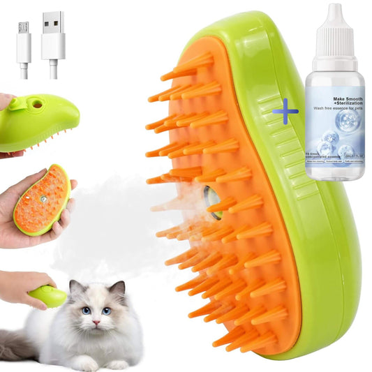 Buy One and Get One FREE: Rechargeable Steamy Cat Brush + FREE Bottle of Healthy Cat Coat Essence