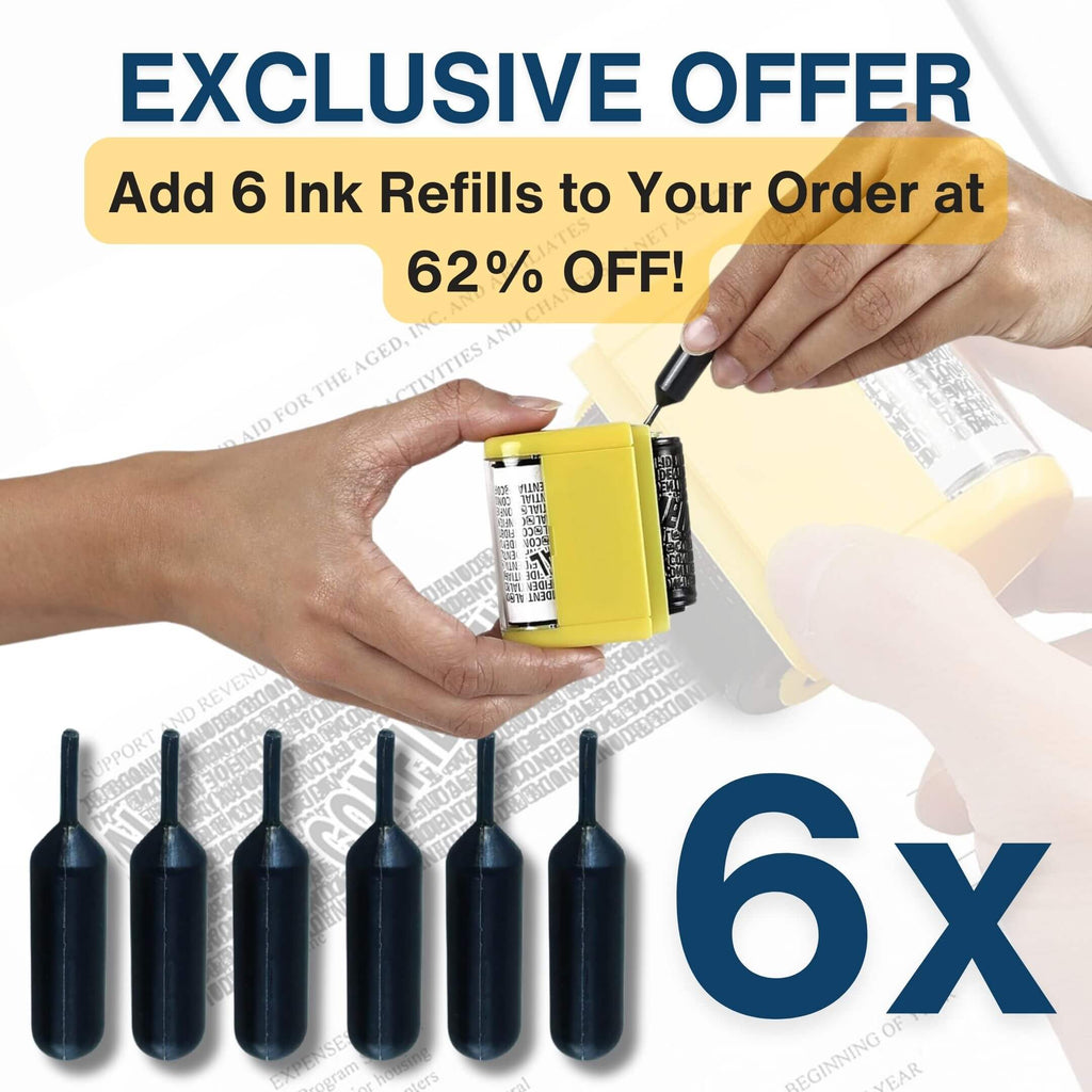 6x Security Ink Refills (Specially Designed for Our ID Defender Roller Stamp)