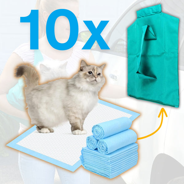 10x Strong Adhesive Ultra-Absorbent Travel Liners (Specially Designed for Our Cat Carrier Pouch)
